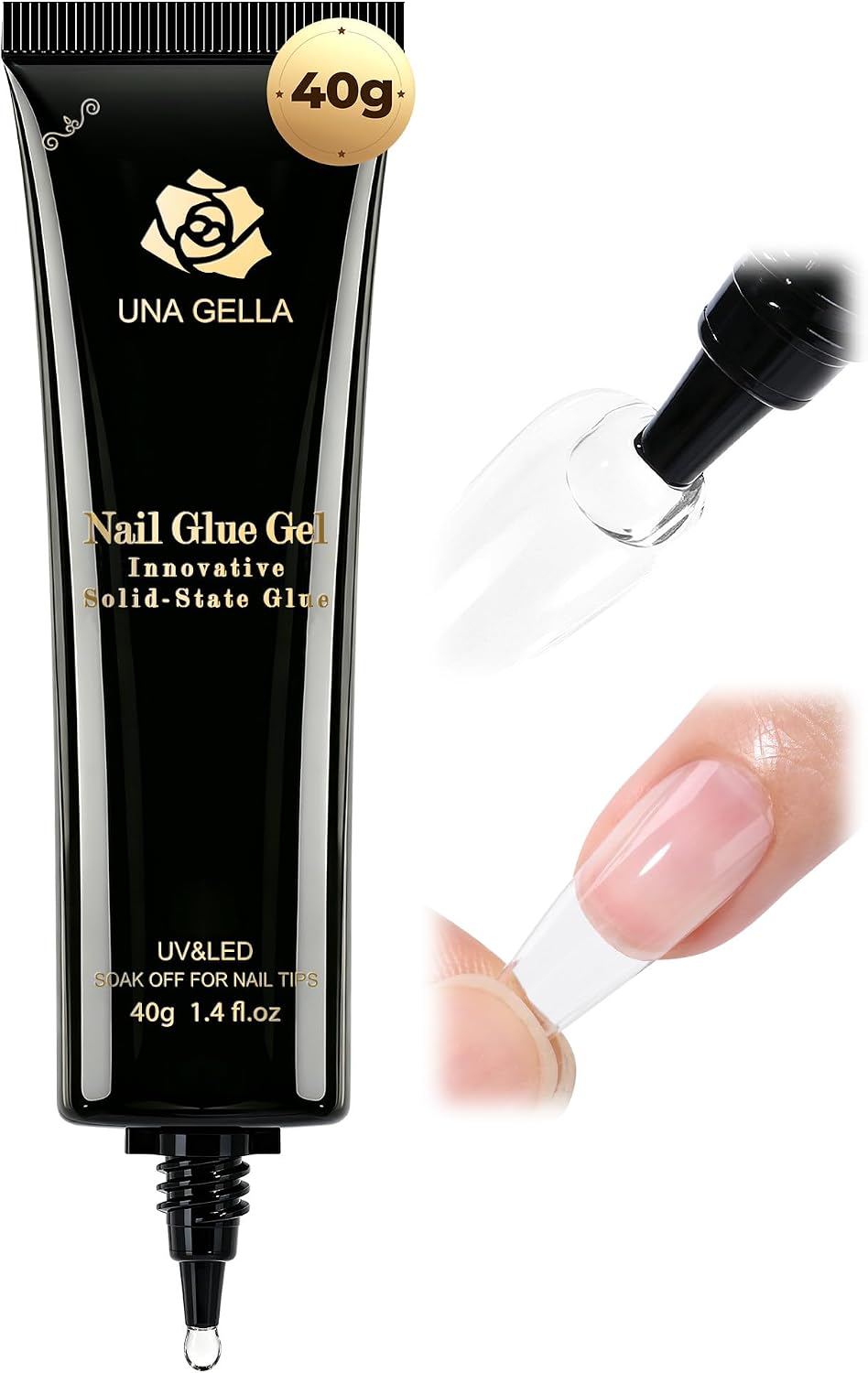 UNA GELLA Gel Nail Glue, 40g Soak Off Formula