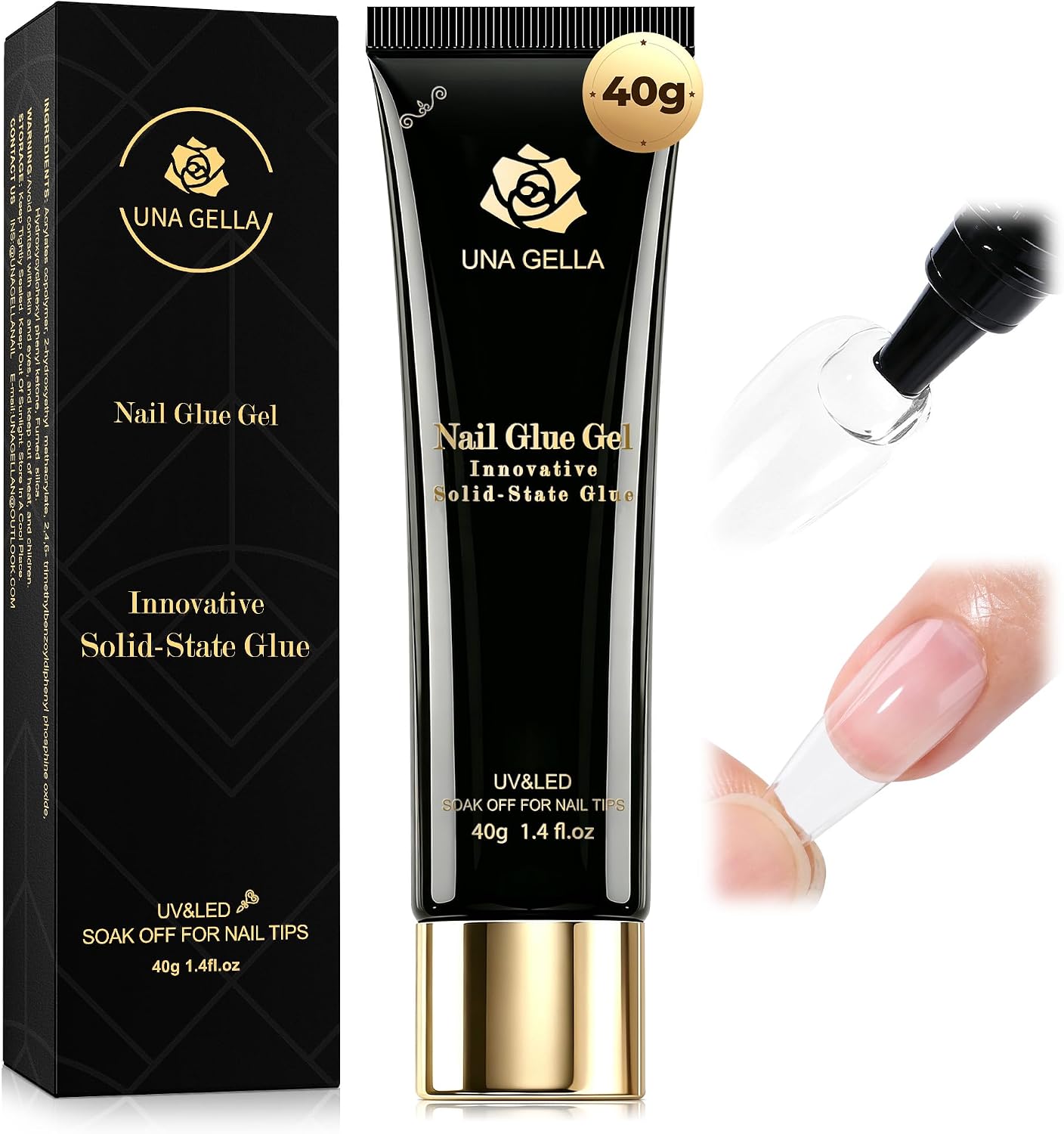 UNA GELLA Gel Nail Glue, 40g Soak Off Formula - Detail view