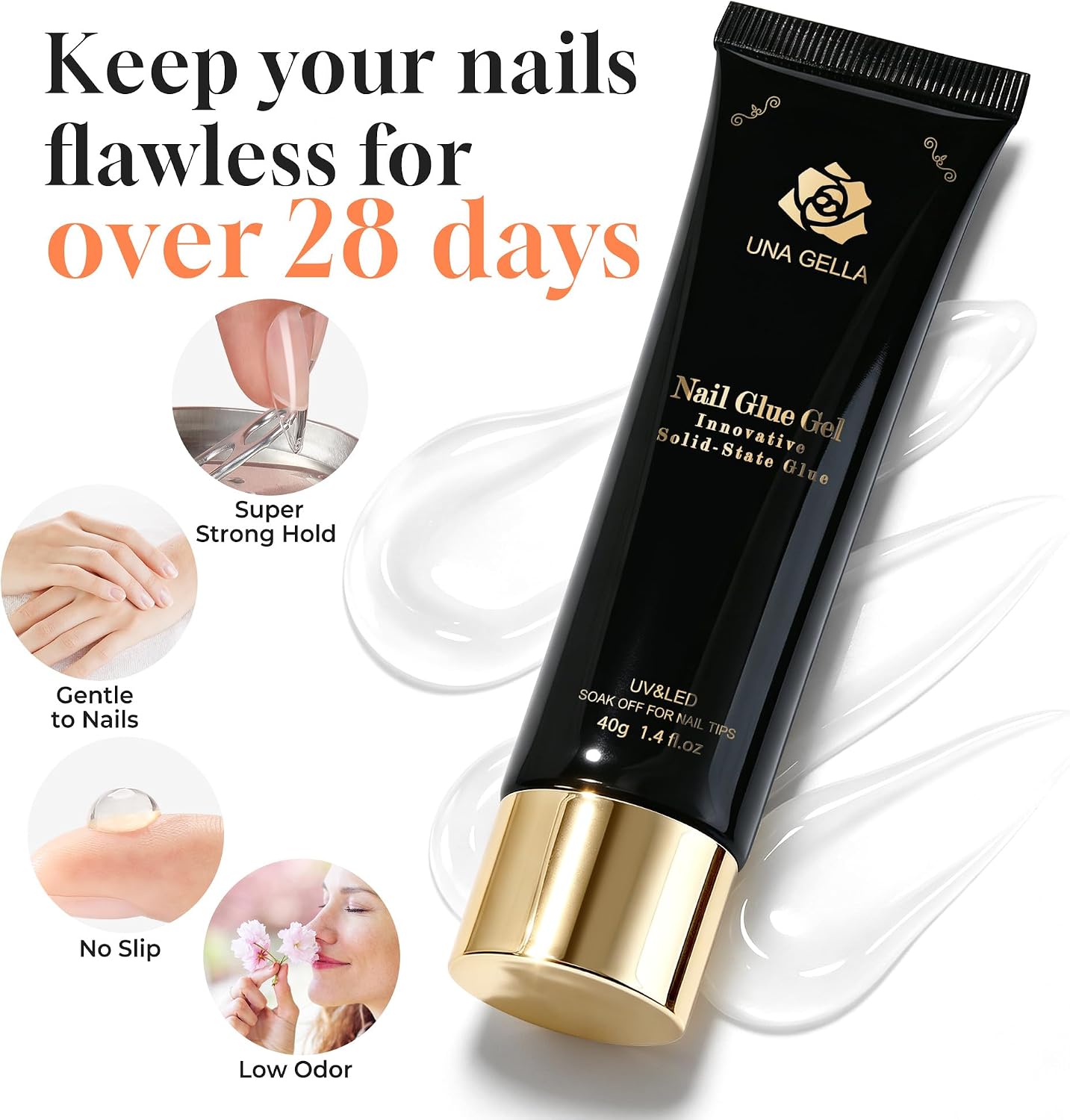 UNA GELLA Gel Nail Glue, 40g Soak Off Formula - Alternate angle