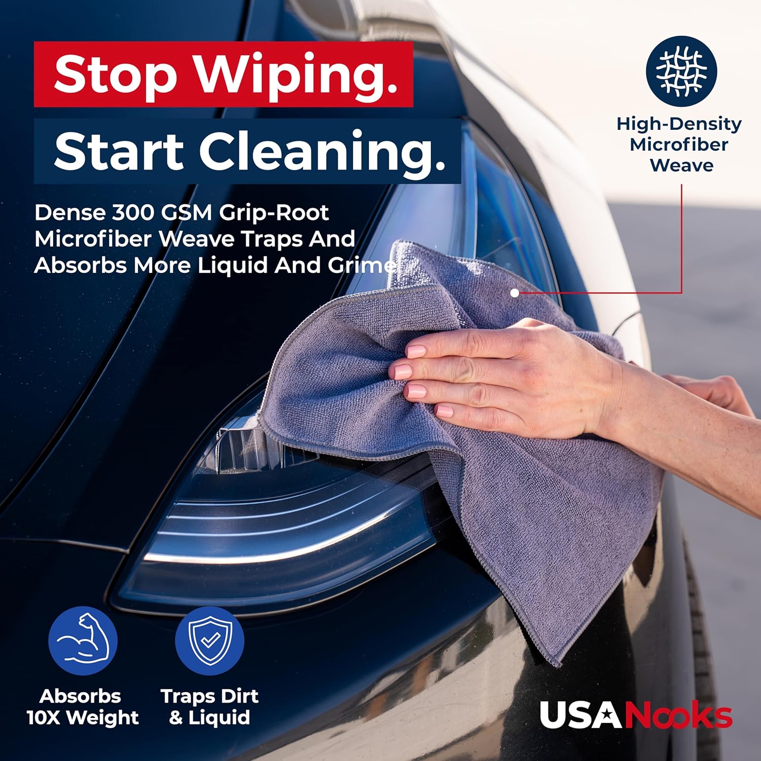 USANOOKS Microfiber Cleaning Cloth, 12 Pack - In use