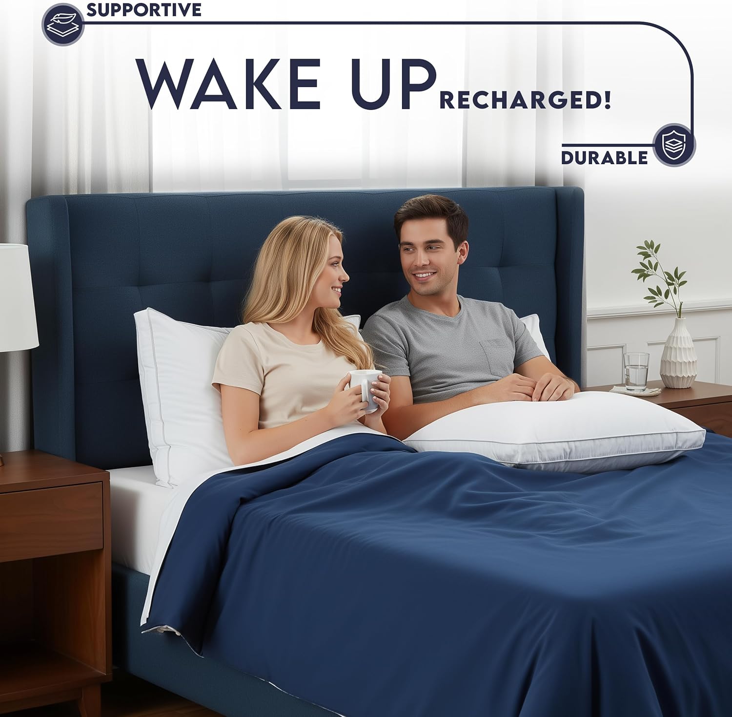 Utopia Bedding Down Alternative Pillows, 2 Pack - Size reference