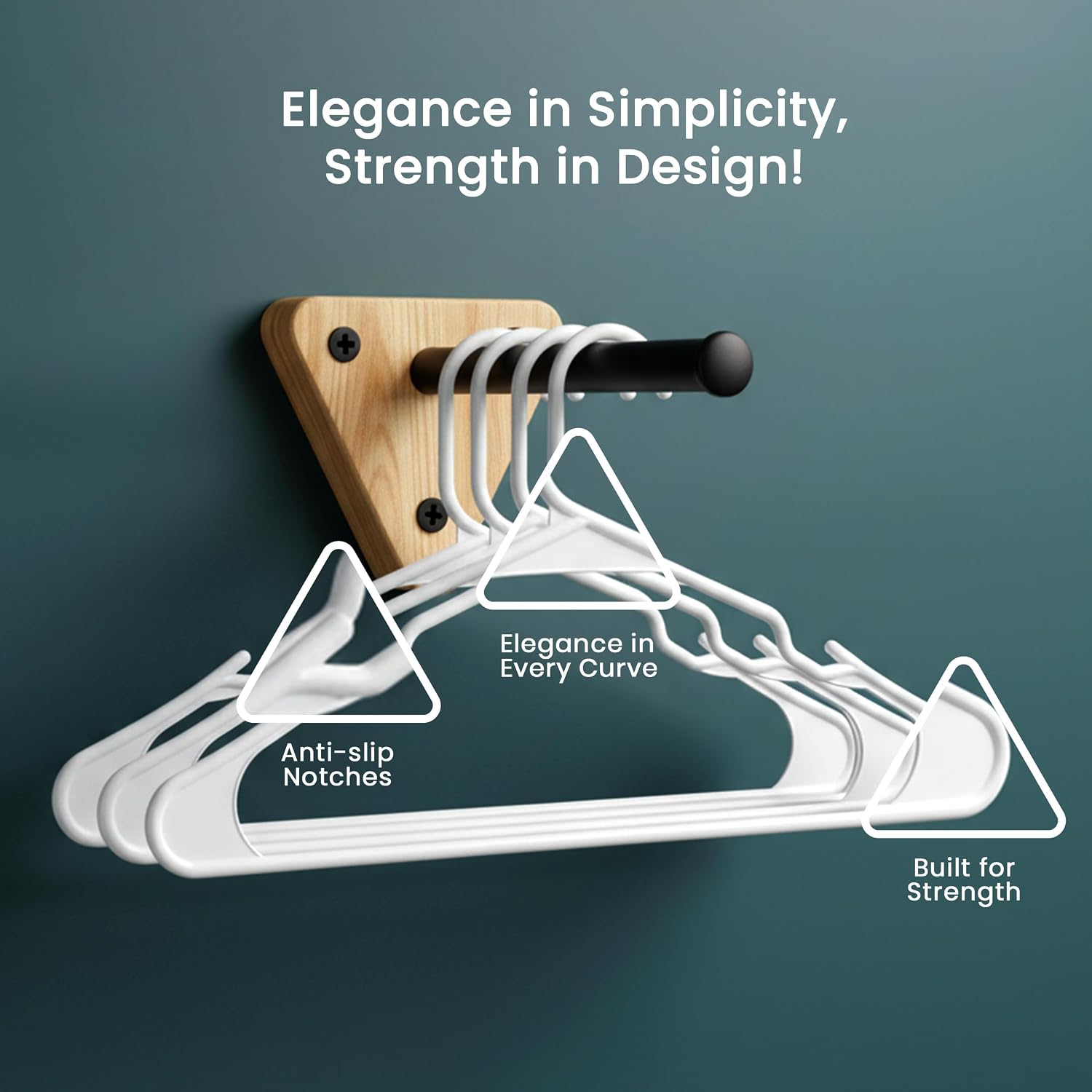 Utopia Home Plastic Hangers, 50 Pack, White - In use