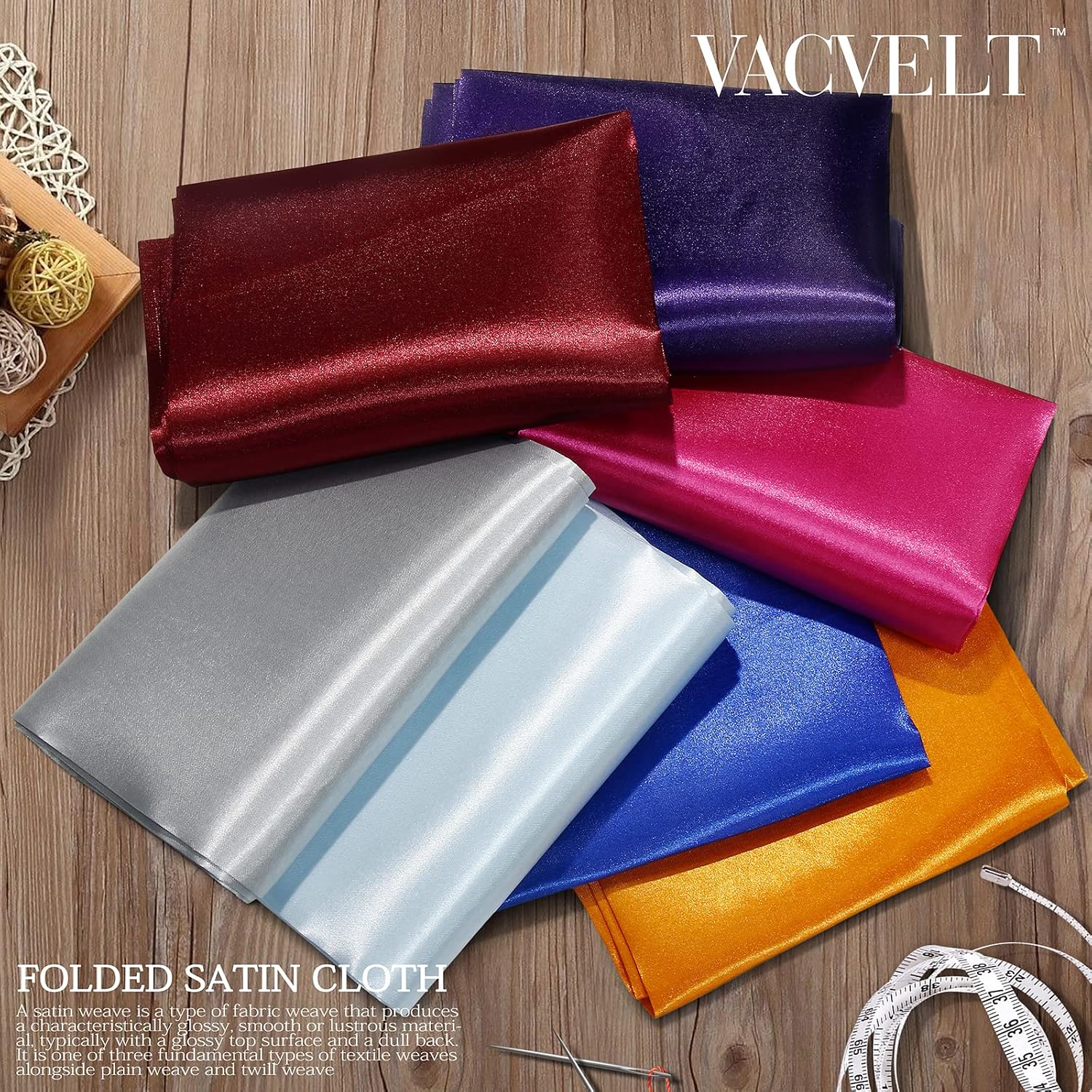 VACVELT Black Satin Fabric, 60 Inch Wide, 1 Yard - Alternate angle