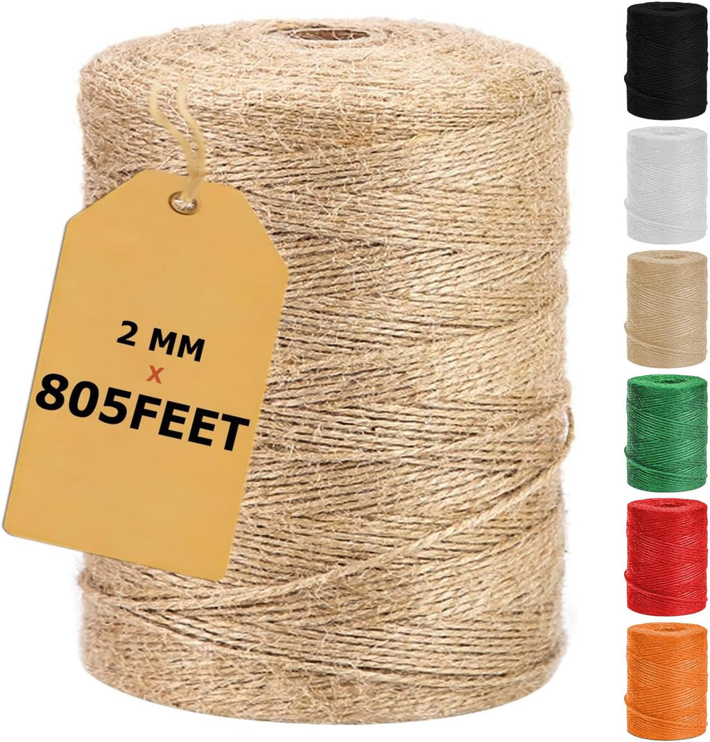 Vanhench Natural Jute Twine String, 805 FT Bulk