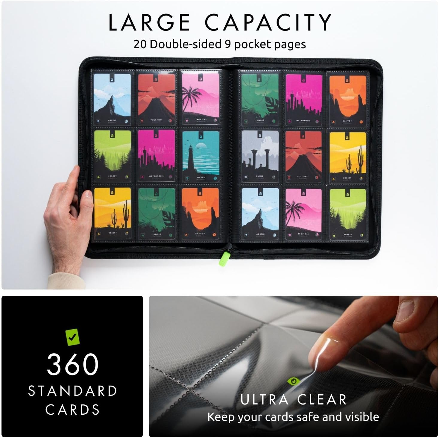 Vault X 9 Pocket Zip Card Binder, 360 Cards - Close-up