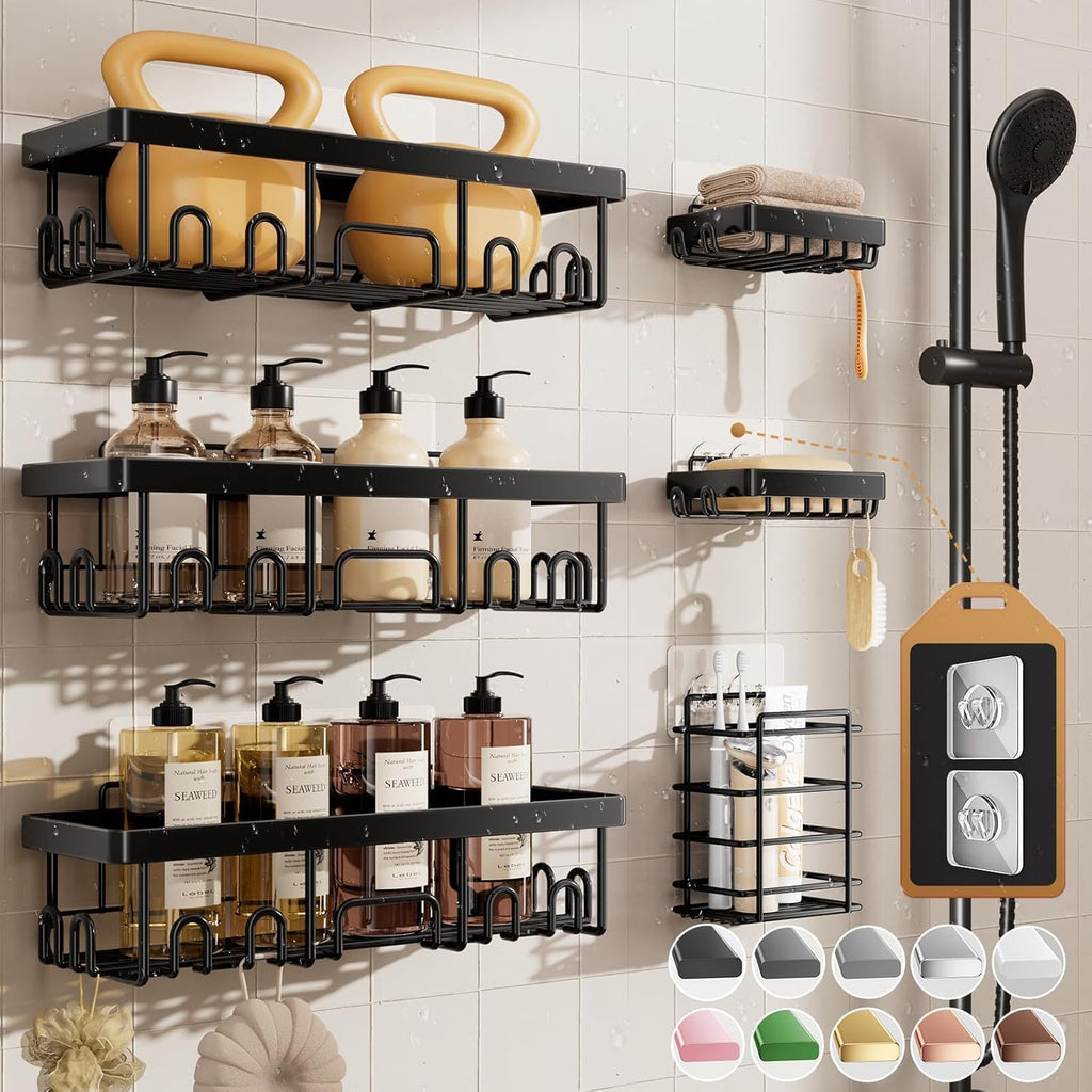 Veken Shower Caddy 6-Pack, Rustproof Shelves