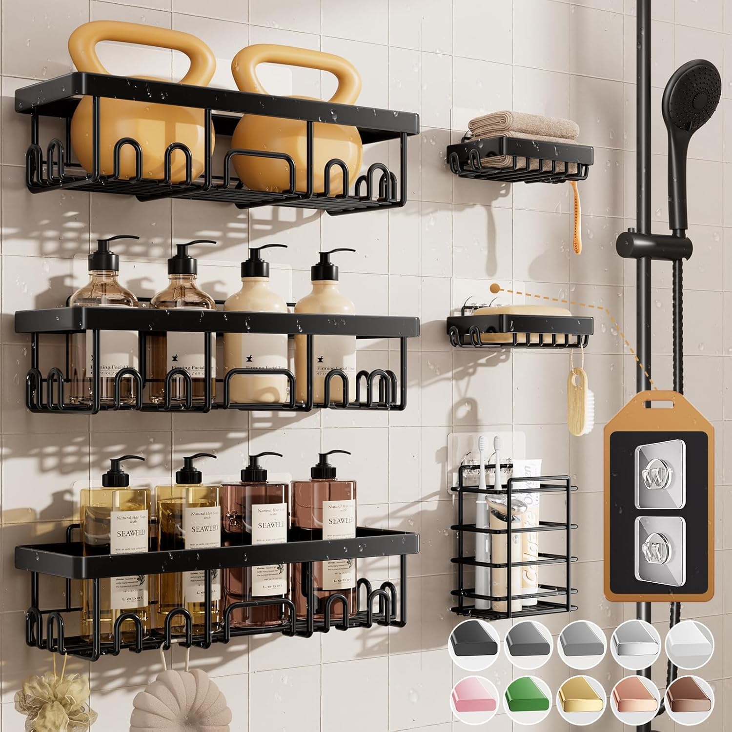 Veken Shower Caddy 6-Pack, Rustproof Shelves