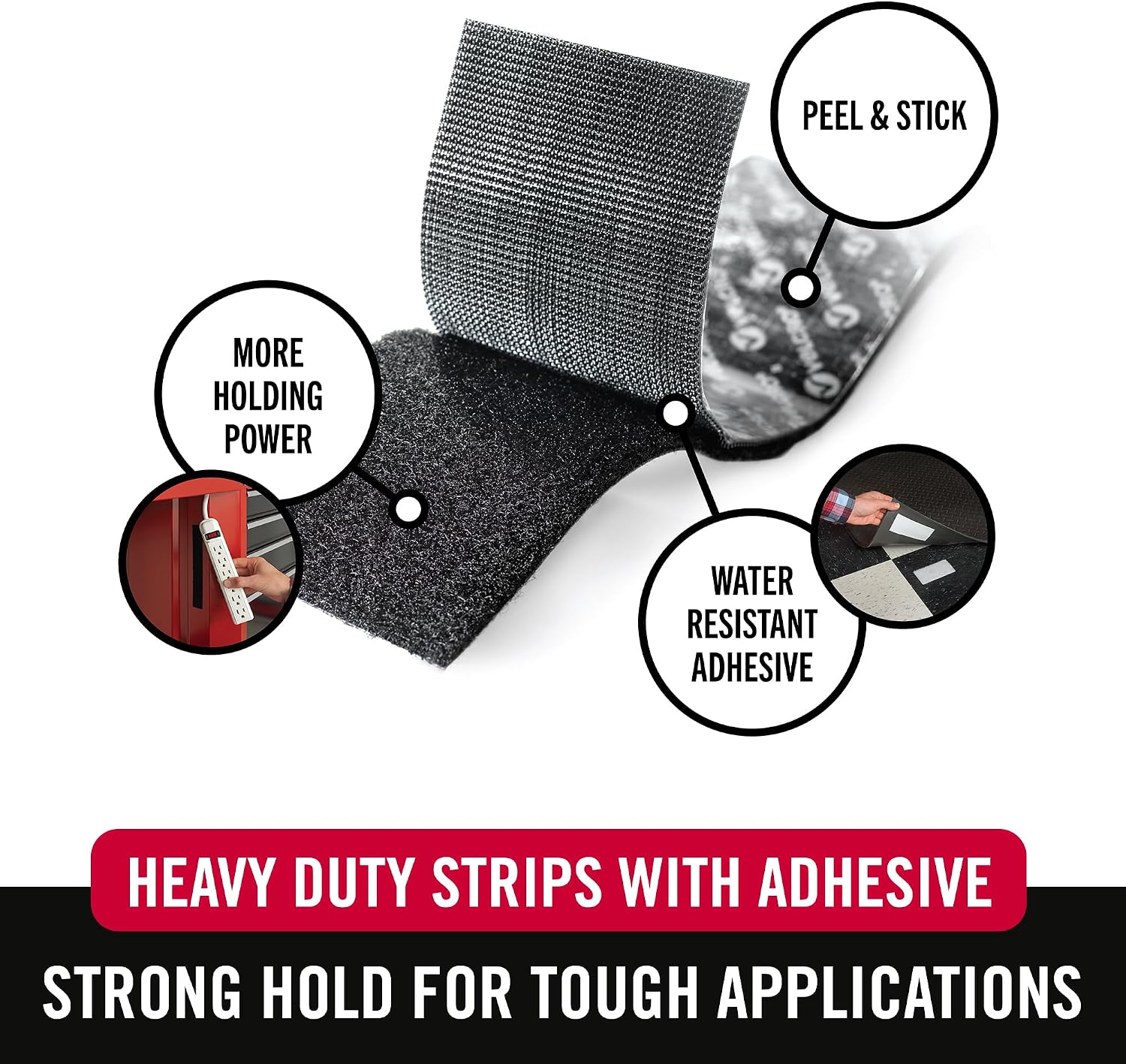 VELCRO Heavy Duty Fastener Strips, 8 Count - Detail view
