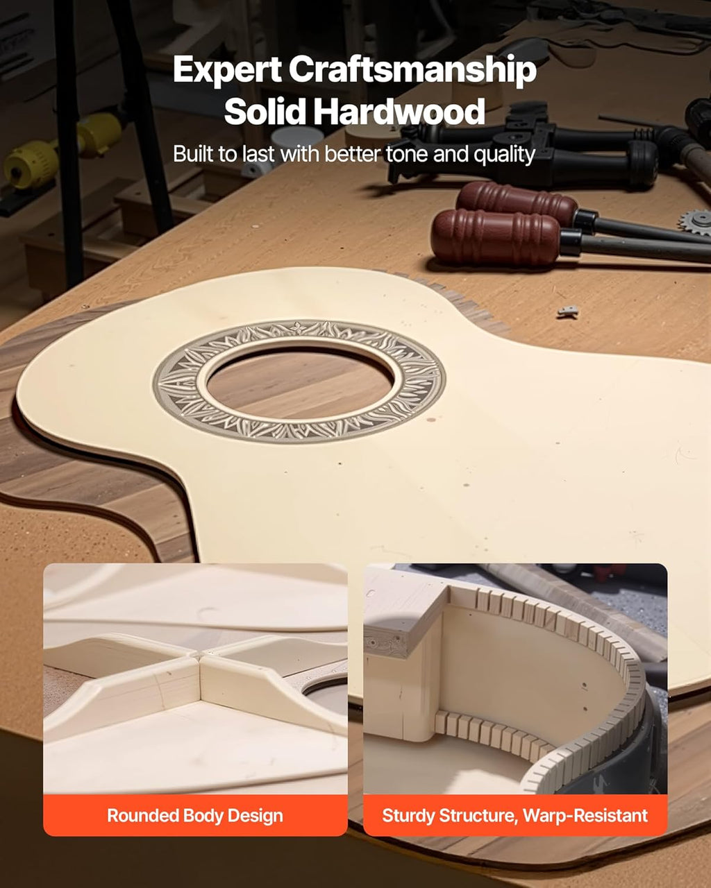 VEVOR Classical Guitar Starter Kit, Nylon - Close-up