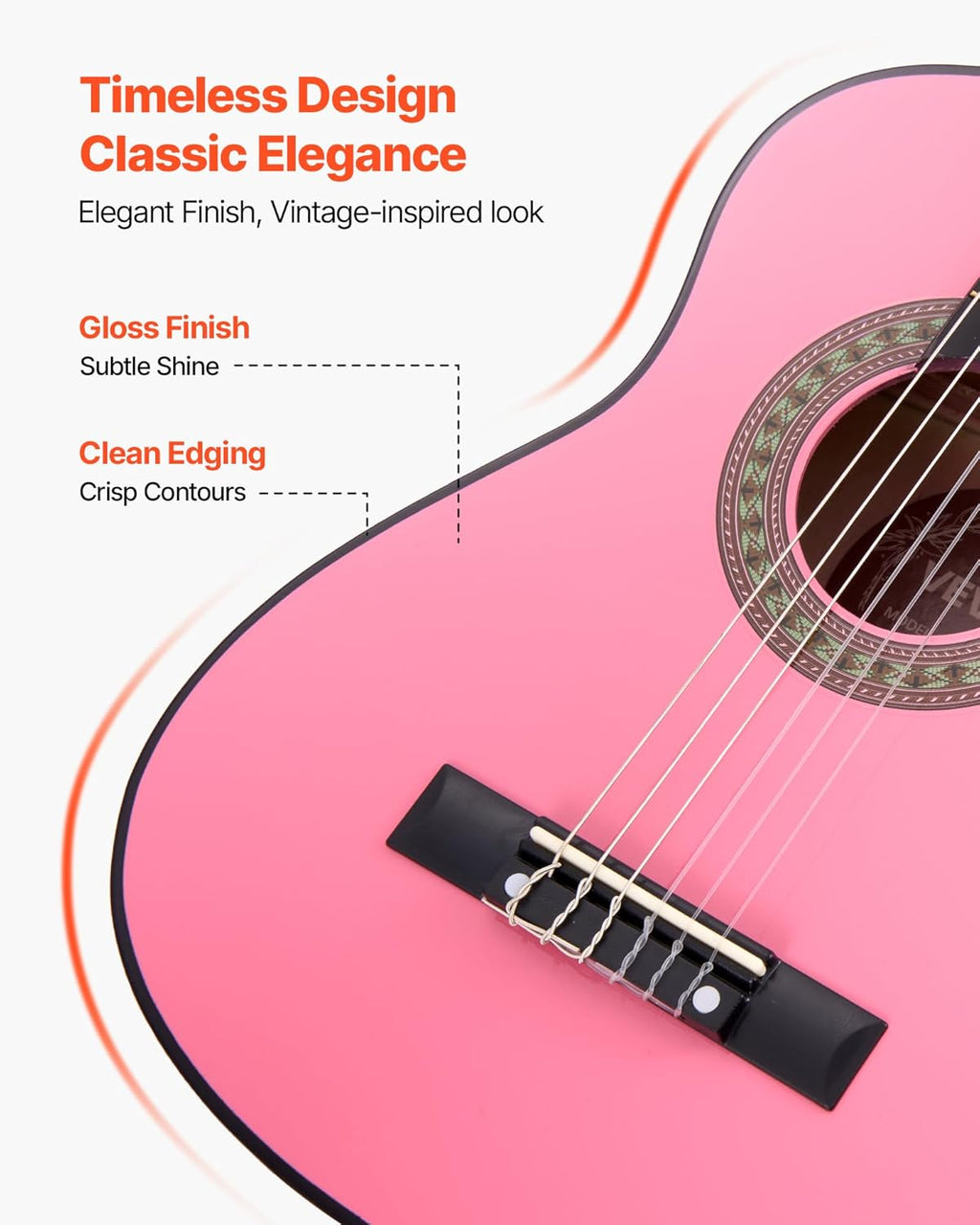 VEVOR Classical Guitar Starter Kit, Nylon - Size reference