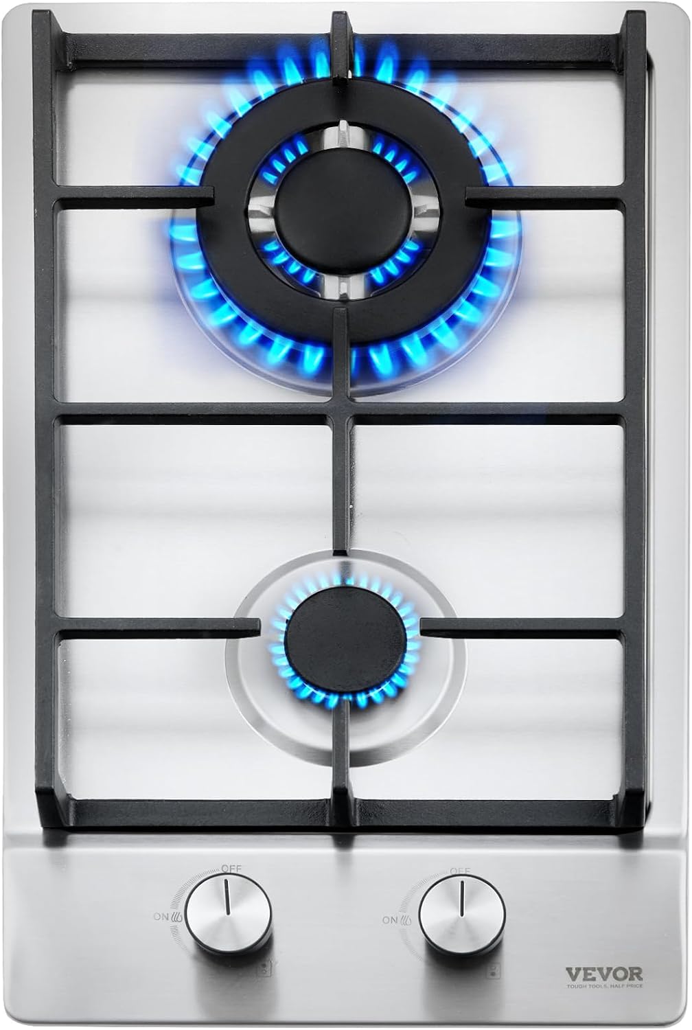 VEVOR 12 In 2 Burner Gas Cooktop, Stainless