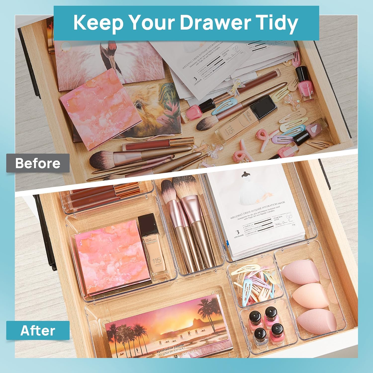 Vtopmart 25 Pc Clear Drawer Organizer Set - Detail view