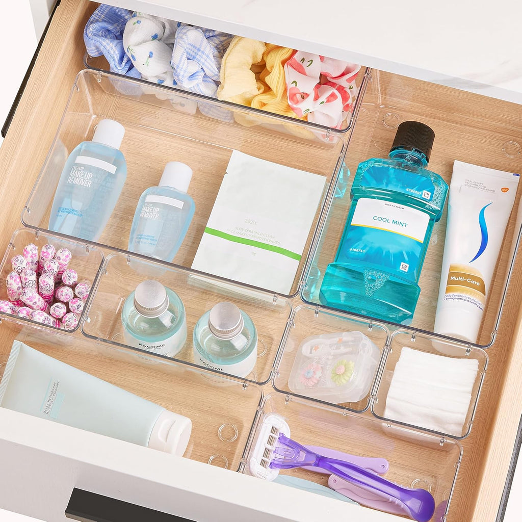 Vtopmart 25 Pc Clear Drawer Organizer Set - Size reference