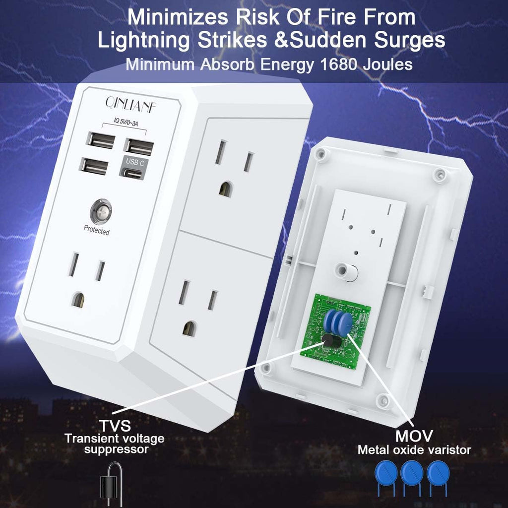 QINLIANF Wall Charger Surge Protector - In use