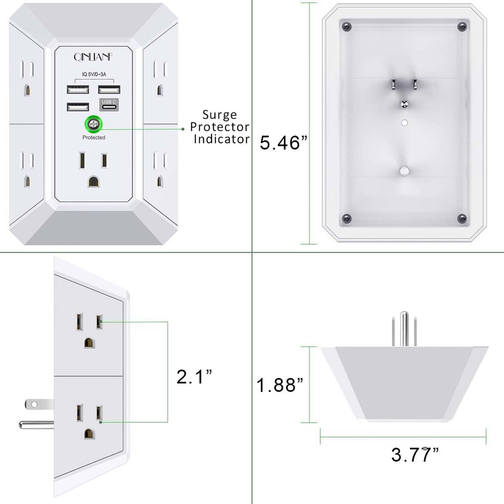 QINLIANF Wall Charger Surge Protector - Packaging