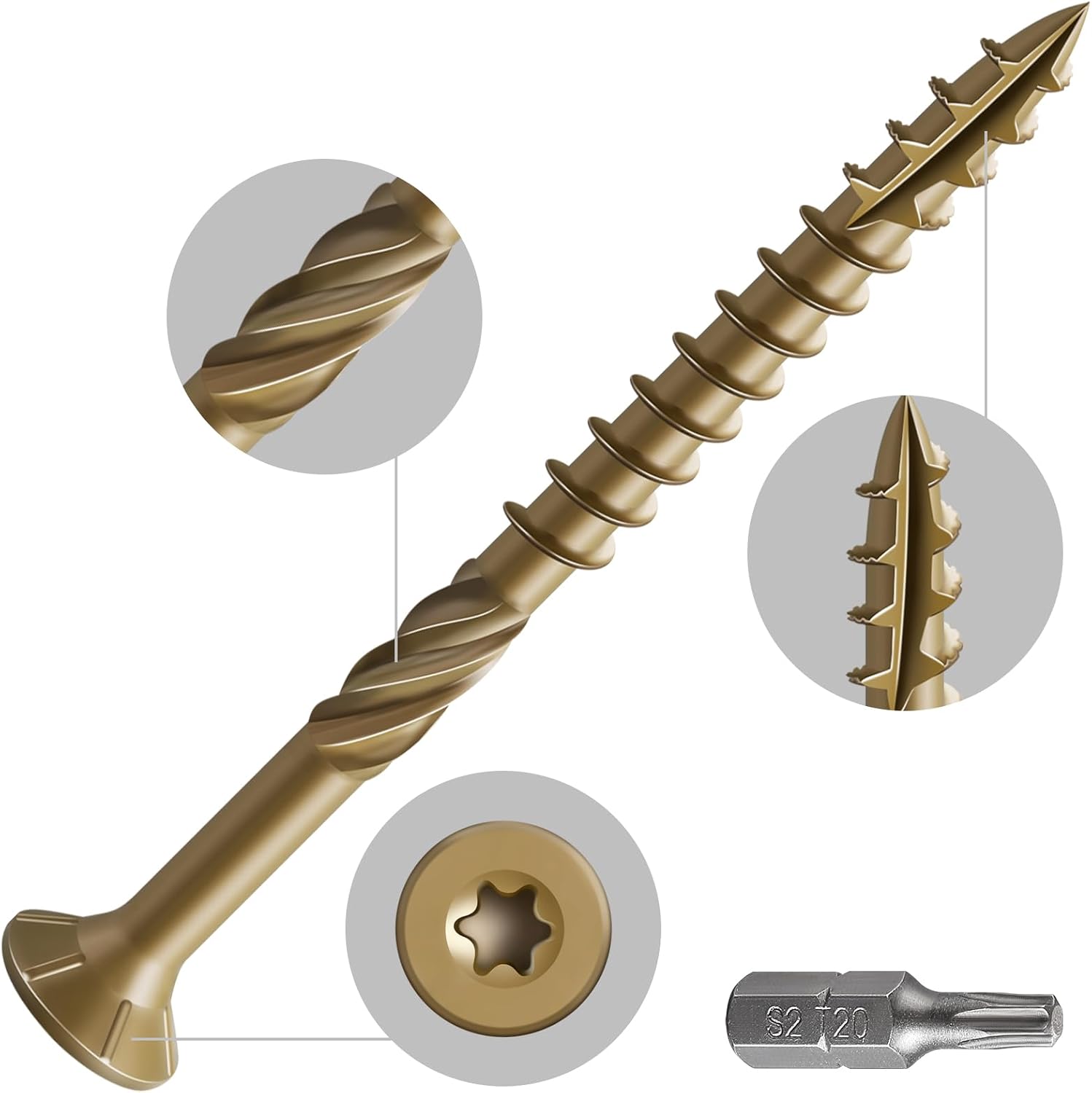 Wensilon No.10 x 3in Deck Screws, 137 Pc - Additional view
