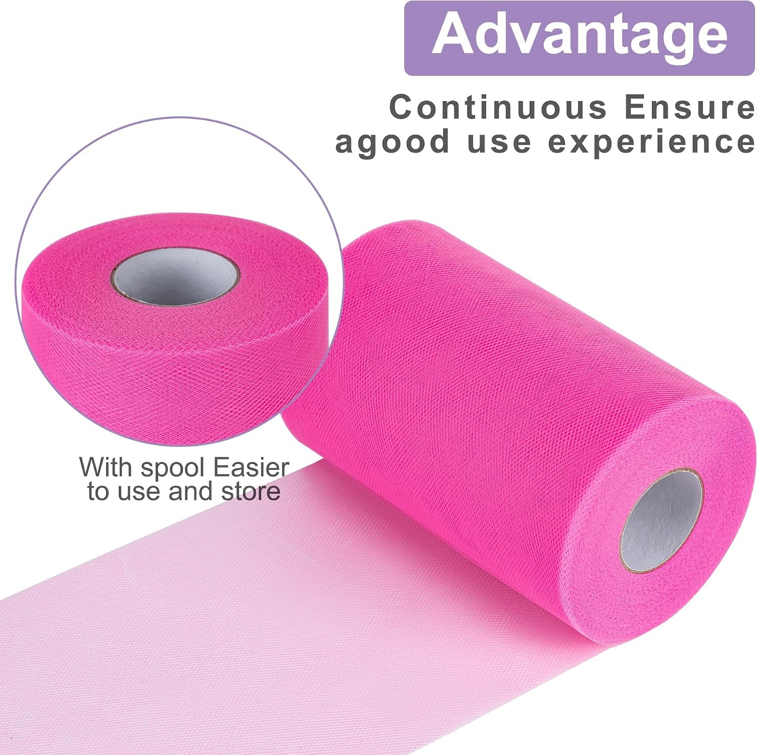Aegero White Tulle Roll 6in x 100 Yards - Close-up
