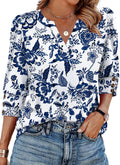 WIHOLL Women's V-Neck 3/4 Sleeve Top