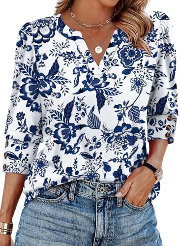 WIHOLL Women's V-Neck 3/4 Sleeve Top - Additional view