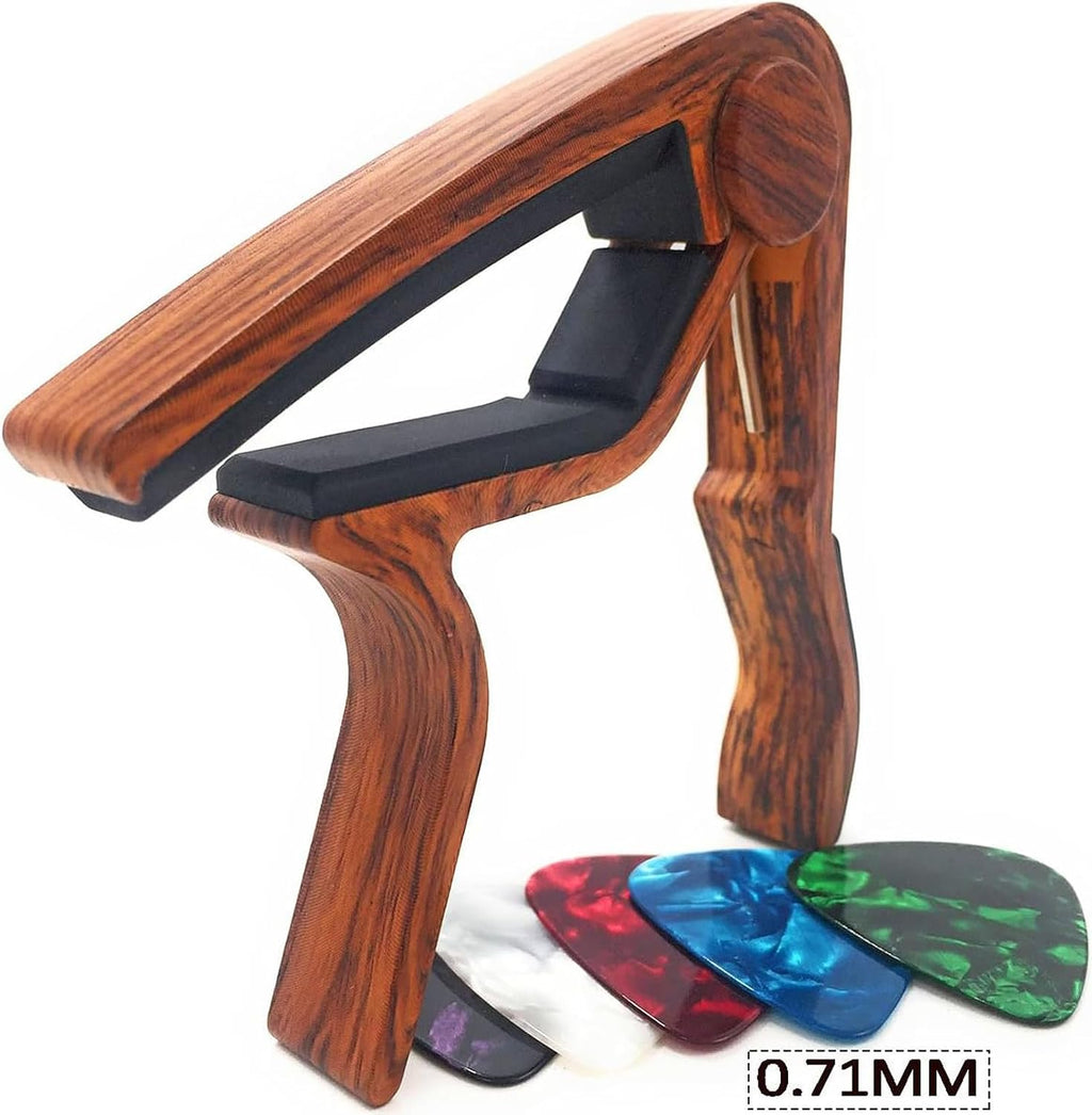 Wingo Guitar Capo with 5 Picks, Rosewood - Detail view