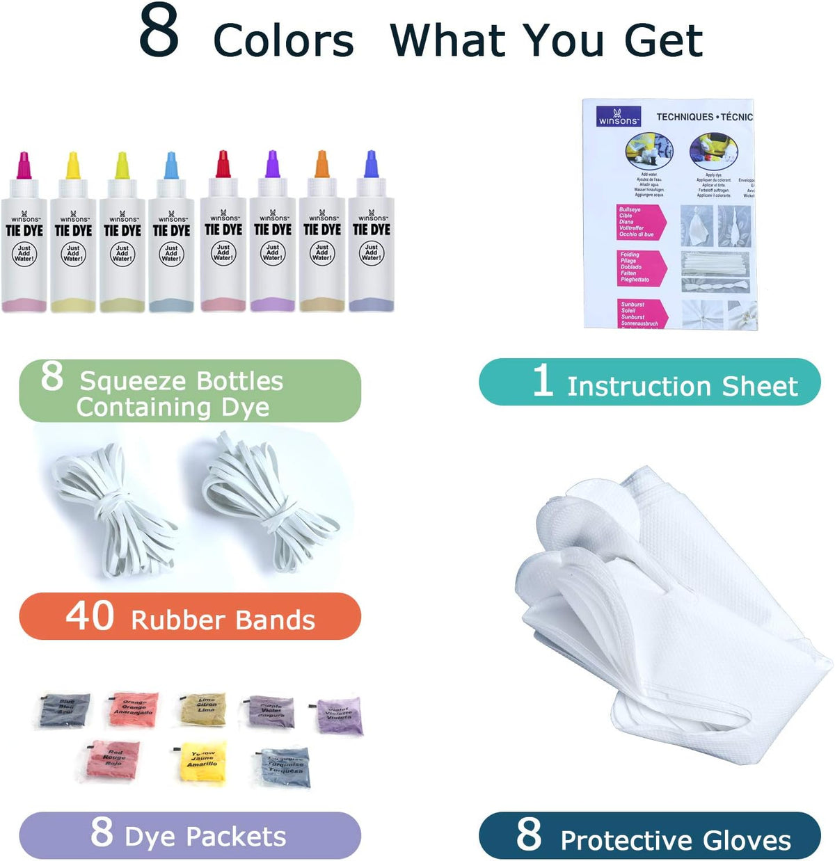 Winsons Tie Dye Kit, 8 Colors - Detail view