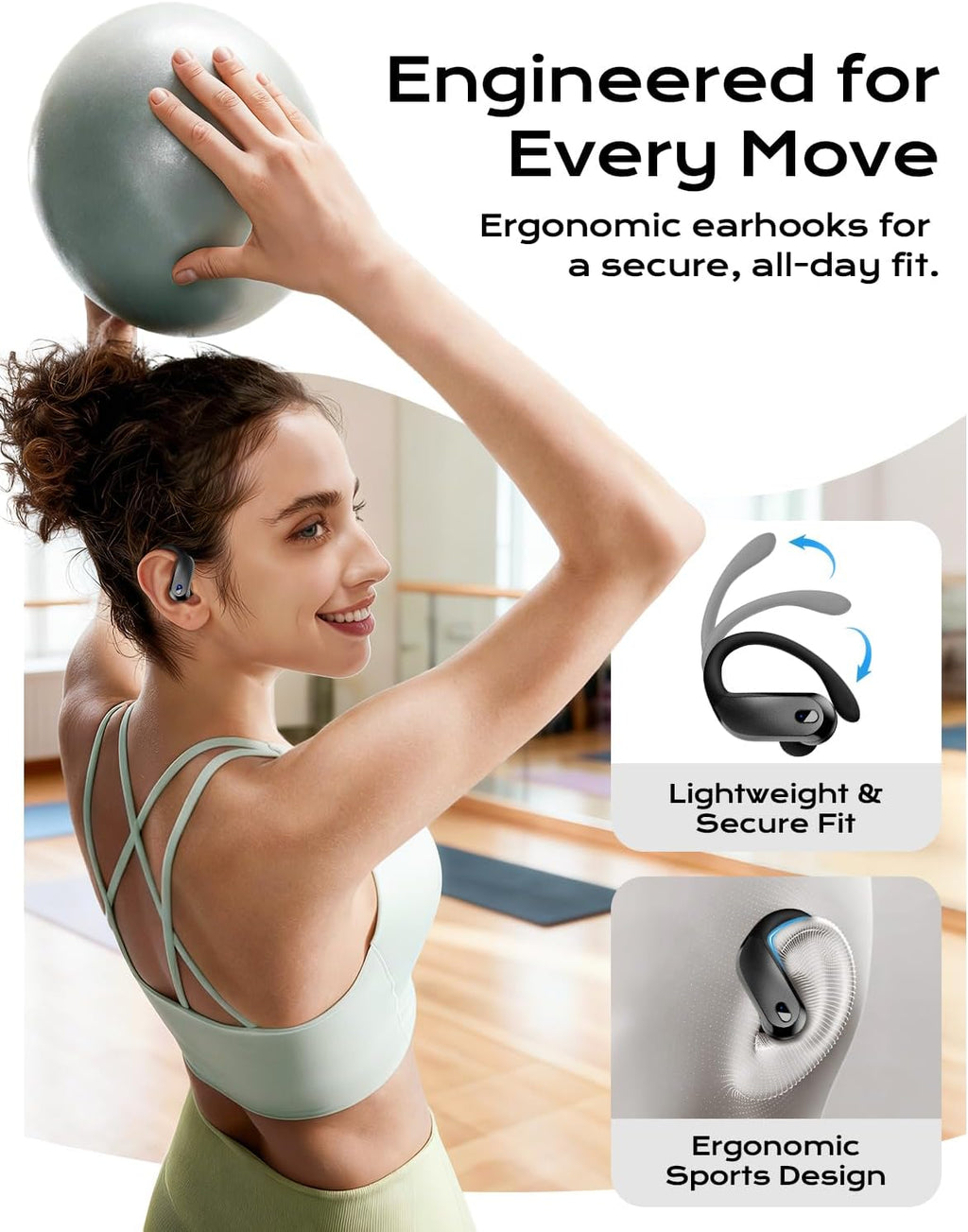 Wireless Sport Earbuds, Bluetooth 5.3 - Feature highlight