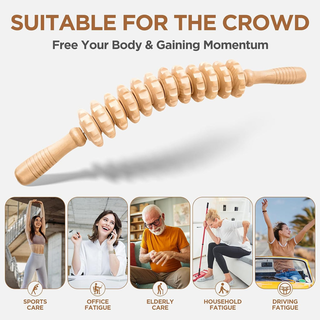 Wooden Cellulite Massage Roller Tool - Size reference