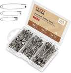 XKDOUS Safety Pins Assorted Sizes, 150 Pack Silver