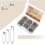 XKDOUS Safety Pins Assorted Sizes, 150 Pack Silver - Alternate angle