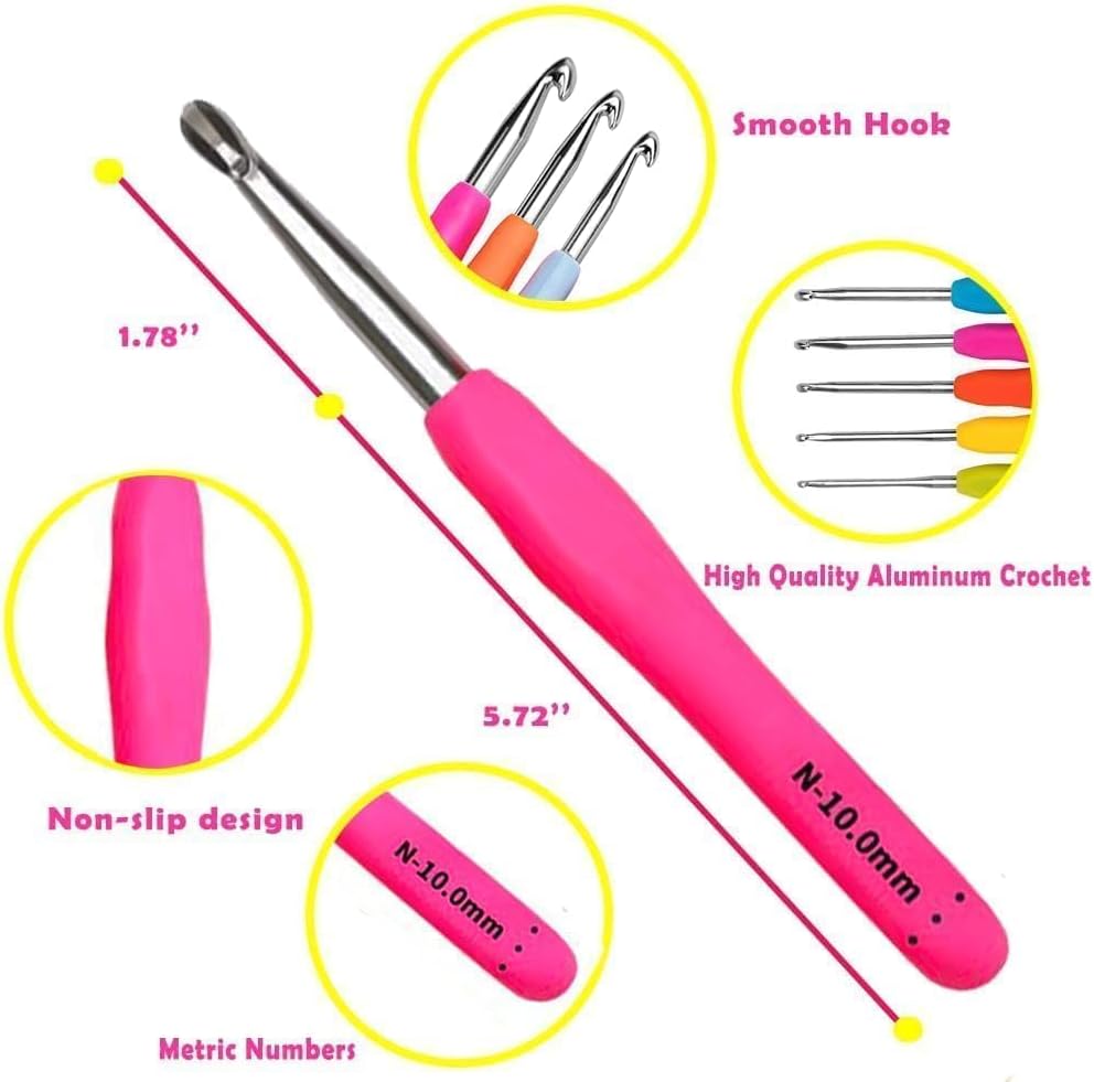 Yarniss Crochet Hook Set, 14 Sizes 2mm-10mm - Detail view