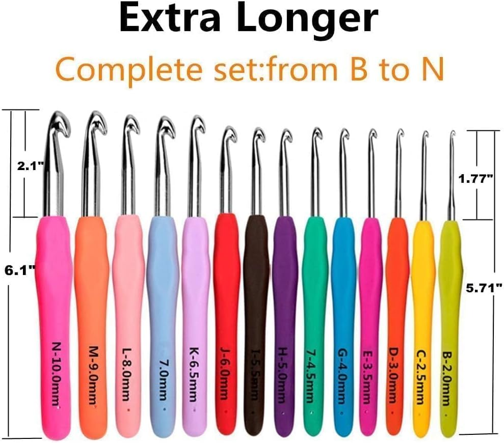 Yarniss Crochet Hook Set, 14 Sizes 2mm-10mm - Close-up