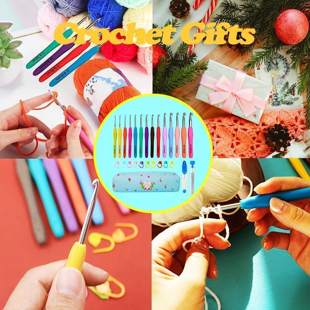 Yarniss Crochet Hook Set, 14 Sizes 2mm-10mm - In use