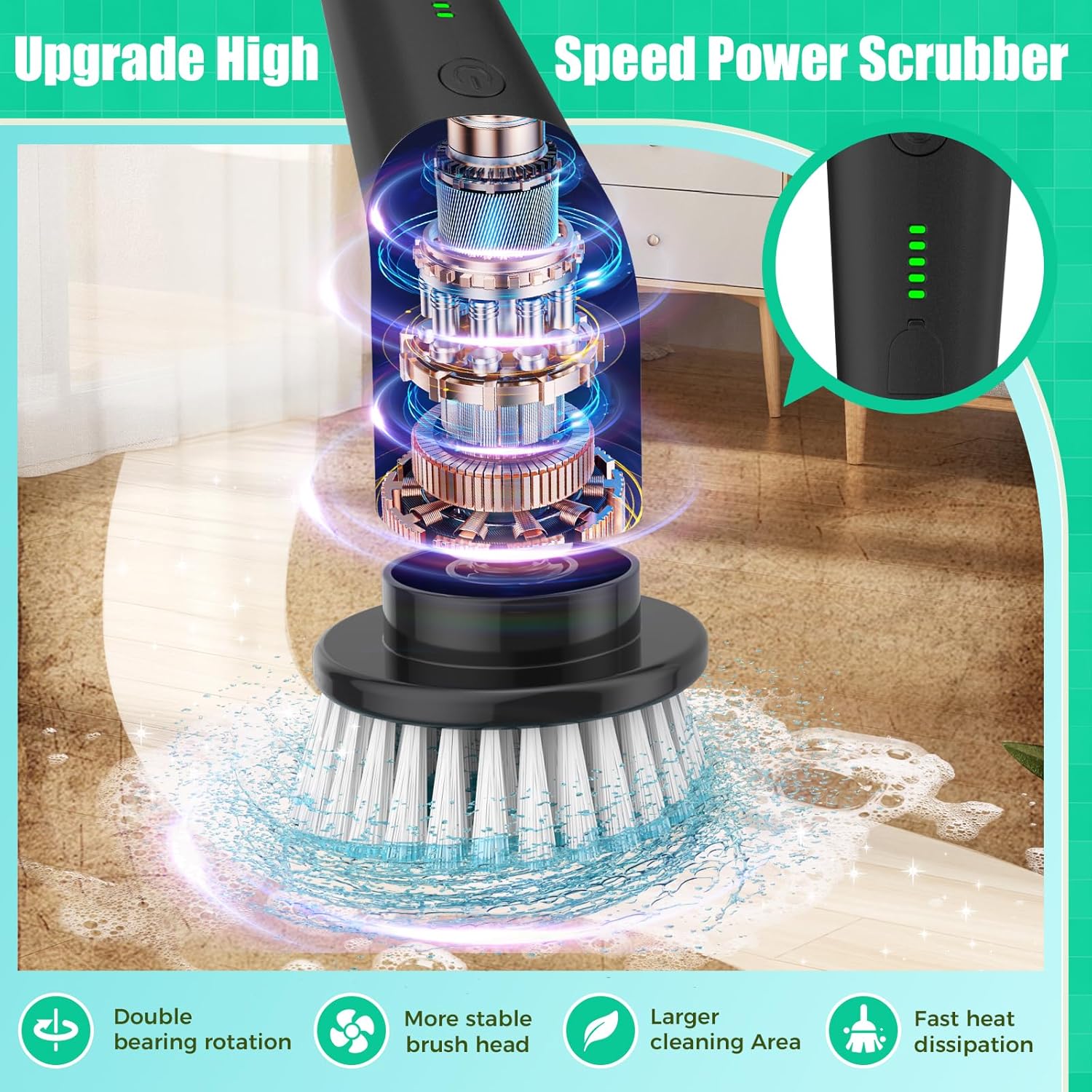 YKYI Electric Spin Scrubber, Cordless Power Scrubber - Alternate angle