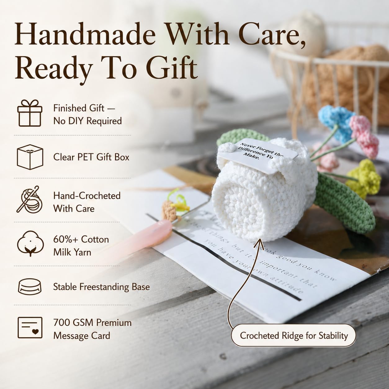 YOOJEE Forget-Me-Not Crochet Flower Gift - Additional view