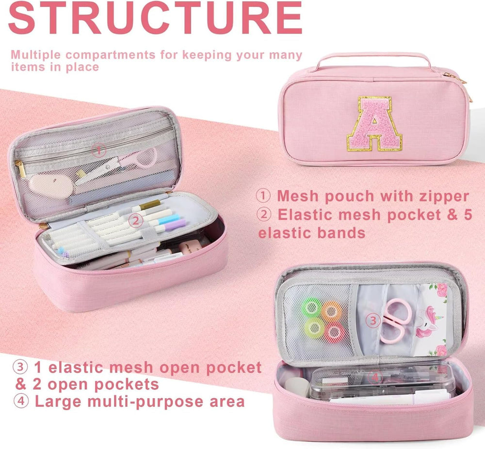 YOOLIFE Pink Pencil Case for Girls Kids - Close-up