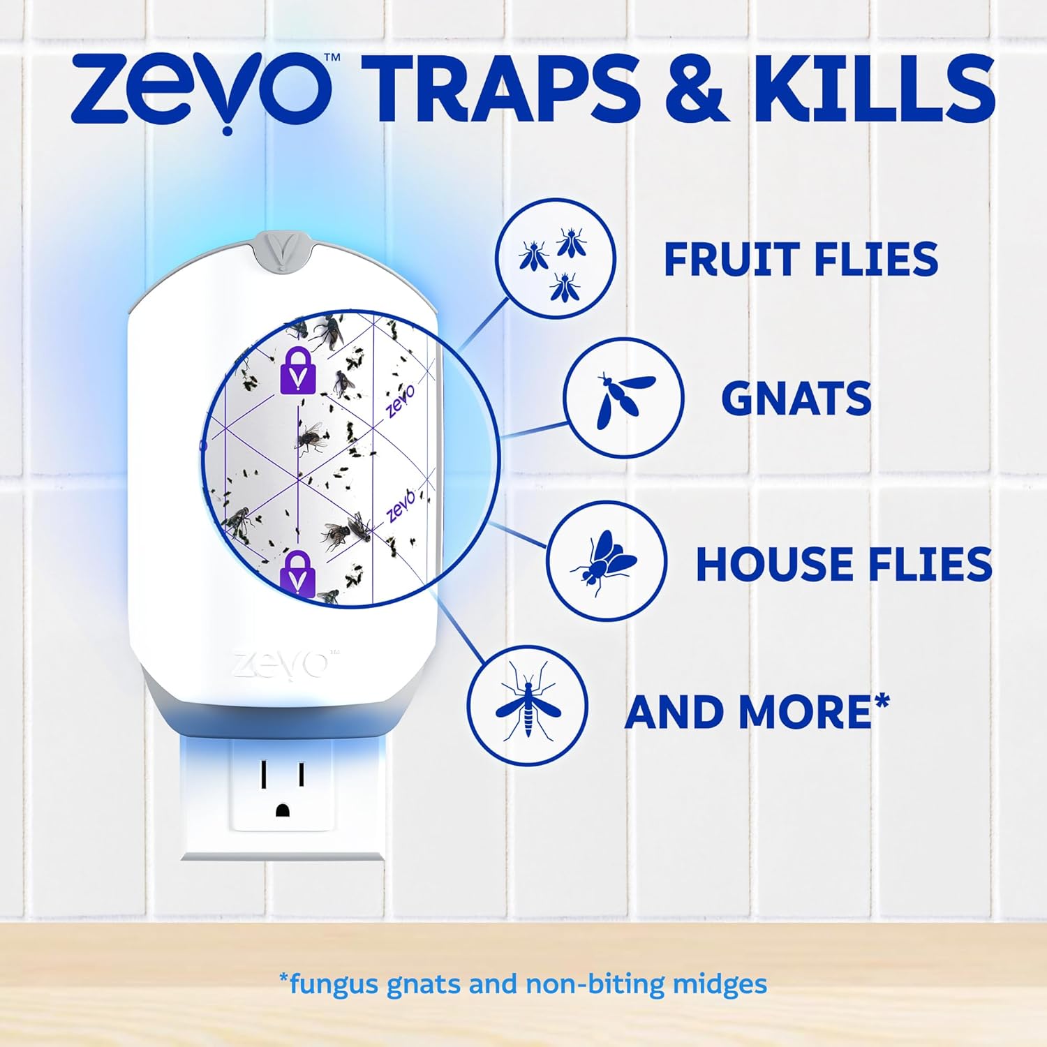 Zevo Flying Insect Trap, Plug-in Indoor Fly Trap - Size reference